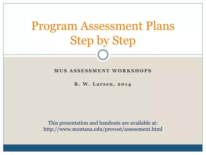 program assessment plans step by step