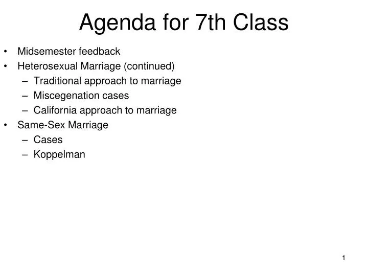 agenda for 7th class