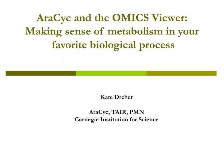 aracyc and the omics viewer making sense of metabolism in your favorite biological process
