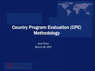 Country Program Evaluation (CPE) Methodology