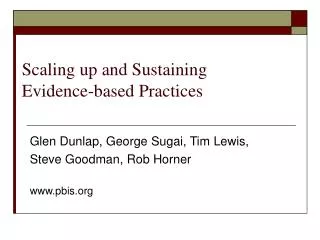 scaling up and sustaining evidence based practices