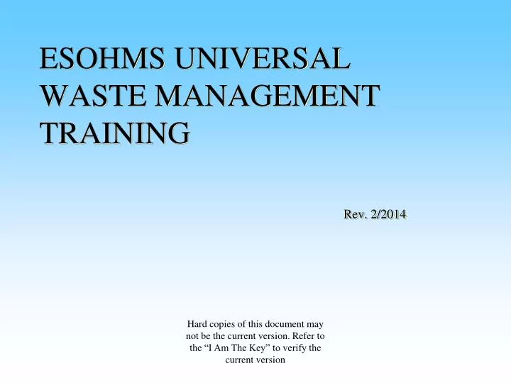 esohms universal waste management training rev 2 2014