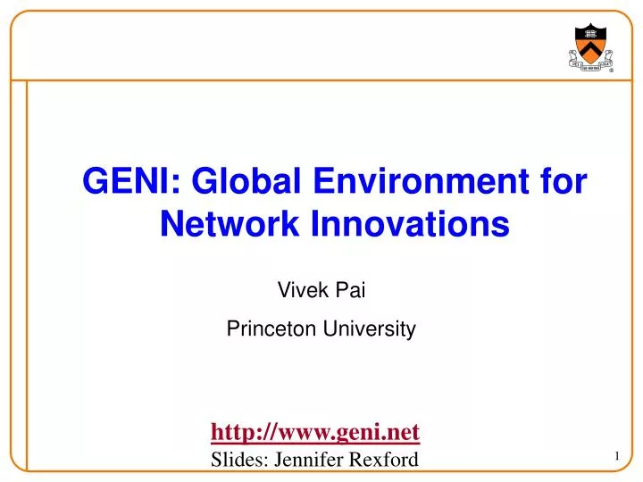 geni global environment for network innovations