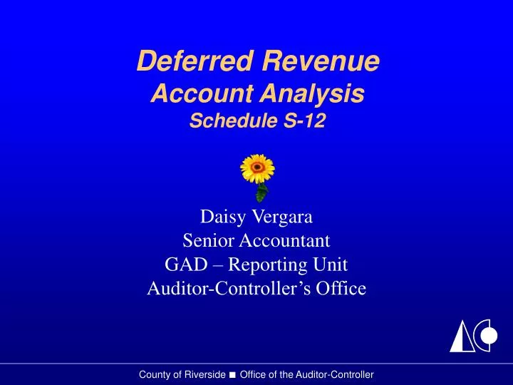 deferred revenue account analysis schedule s 12