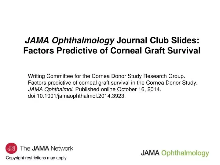 jama ophthalmology journal club slides factors predictive of corneal graft survival