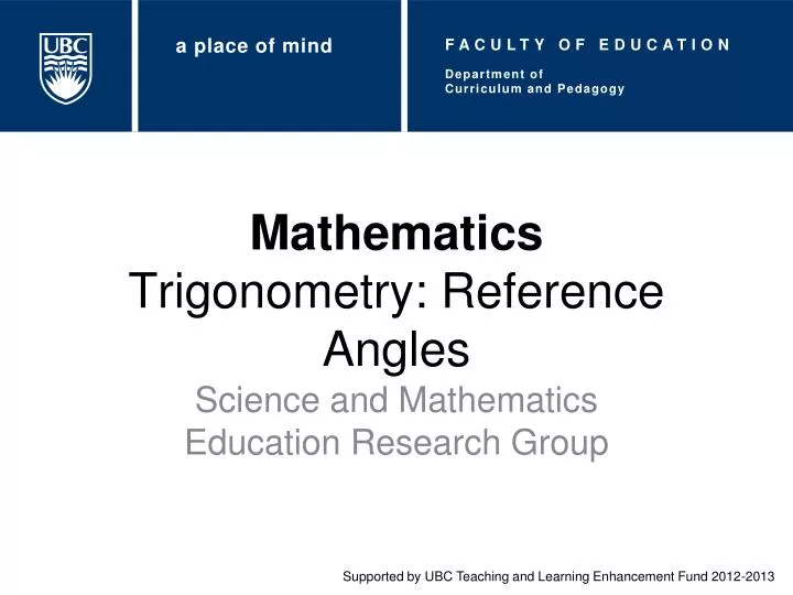 mathematics trigonometry reference angles