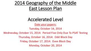 2014 Geography of the Middle East Lesson Plan Accelerated Level