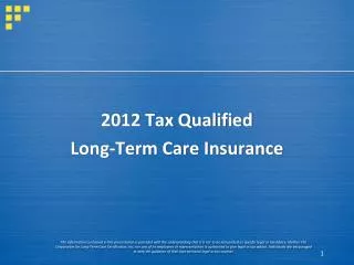 2012 Tax Qualified Long-Term Care Insurance