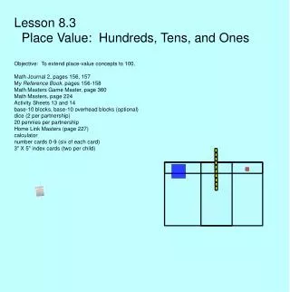 Lesson 8.3 Place Value: Hundreds, Tens, and Ones