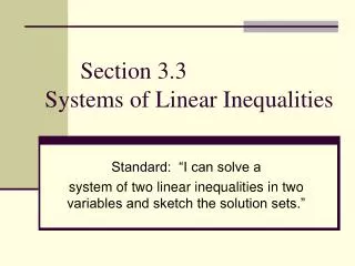 Section 3.3 Systems of Linear Inequalities