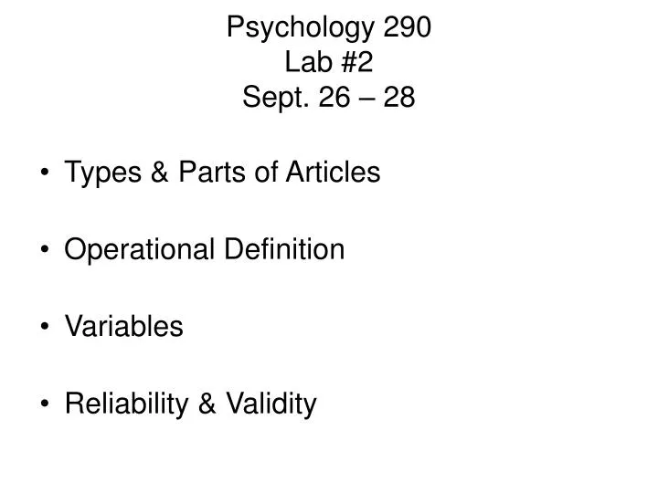psychology 290 lab 2 sept 26 28