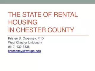 The State of Rental Housing in Chester County
