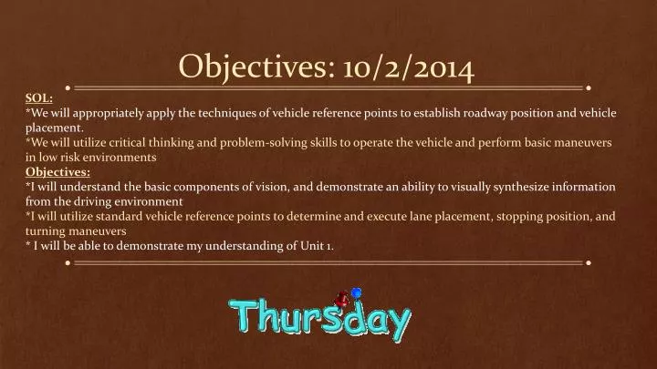 objectives 10 2 2014