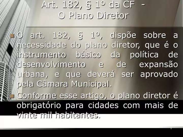 art 182 1 da cf o plano diretor