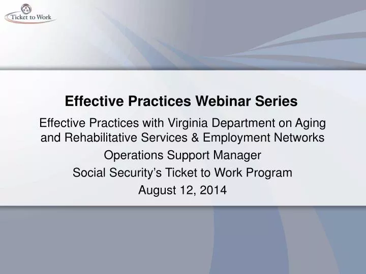 effective practices webinar series