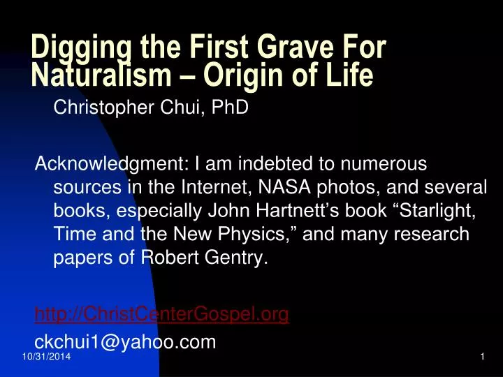 digging the first grave for naturalism origin of life