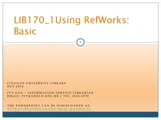 LIB170_1Using RefWorks: Basic