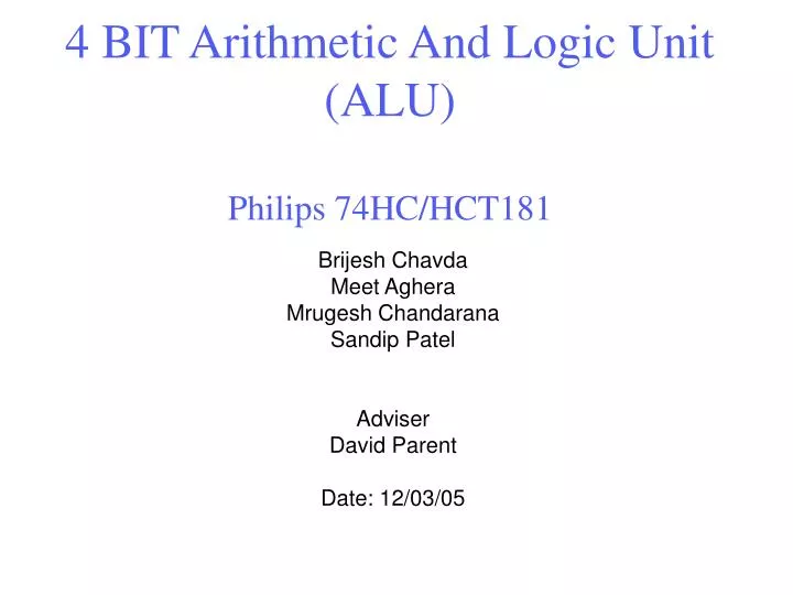 4 bit arithmetic and logic unit alu philips 74hc hct181