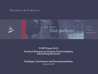 TCRP Project B-33: Practical Measures to Increase Transit Industry Advertising Revenues