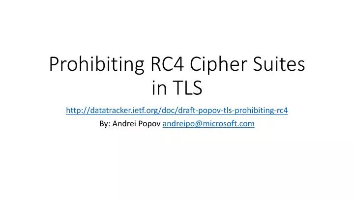 prohibiting rc4 cipher suites in tls