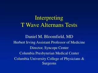 Interpreting T Wave Alternans Tests