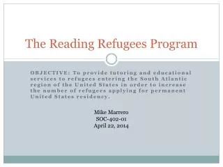 The Reading Refugees Program