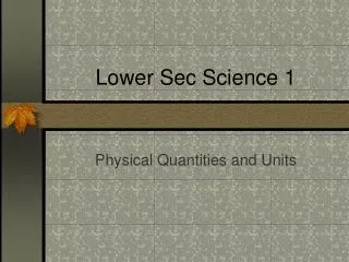 Lower Sec Science 1