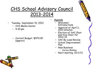 CHS School Advisory Council 2013-2014