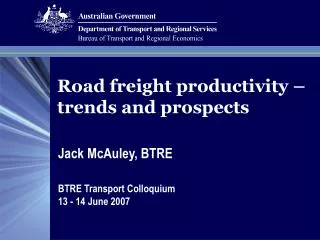 Road freight productivity – trends and prospects