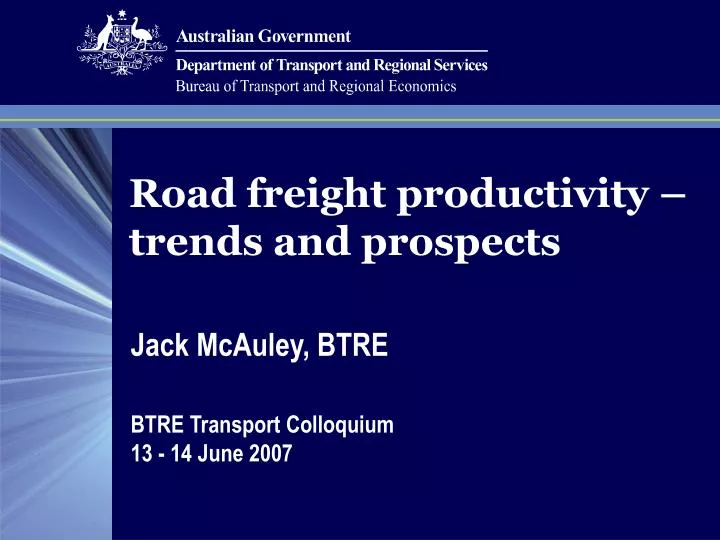 road freight productivity trends and prospects