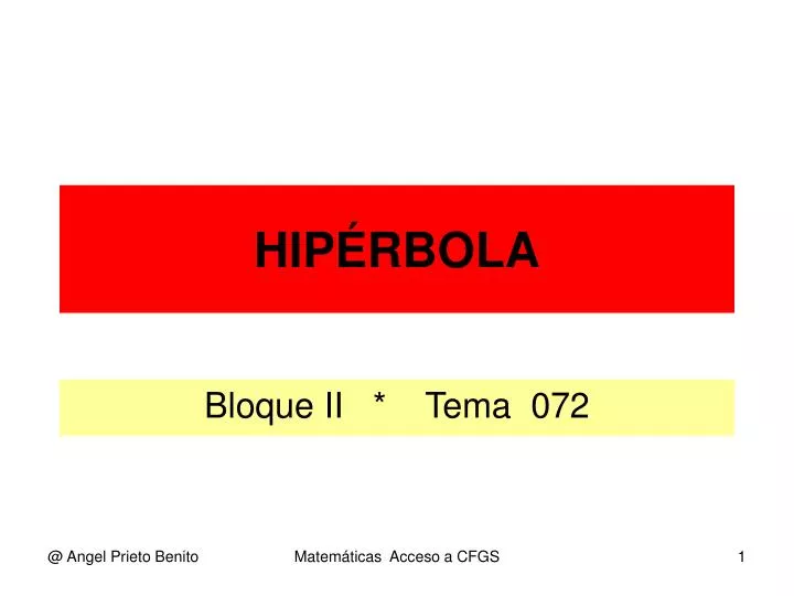 PPT - HIPÉRBOLA PowerPoint Presentation, Free Download - ID:6017026