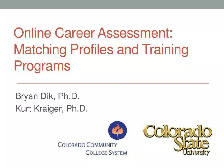 online career assessment matching profiles and training programs