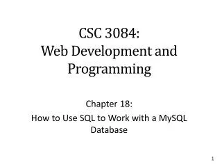 CSC 3084: Web Development and Programming