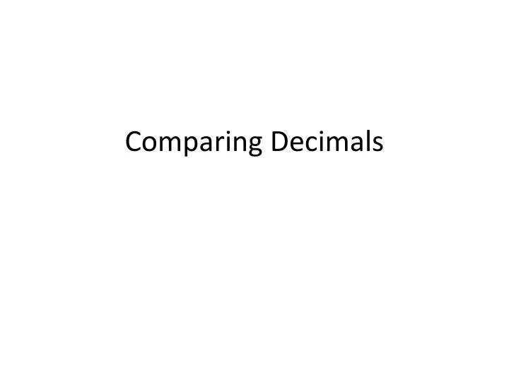 comparing decimals