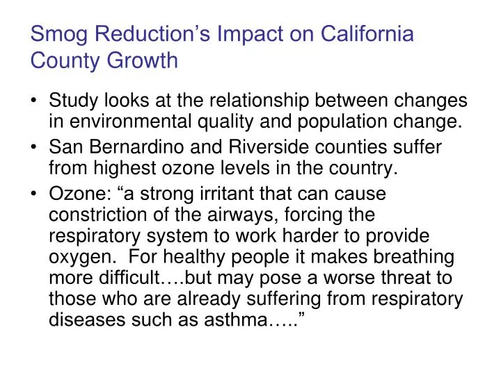 smog reduction s impact on california county growth