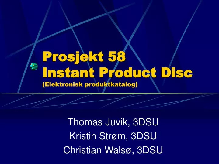 prosjekt 58 instant product disc elektronisk produktkatalog