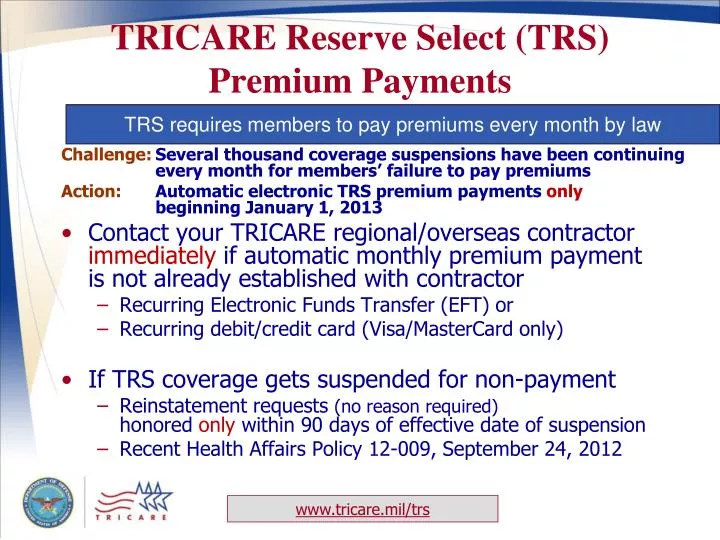 tricare reserve select trs premium payments