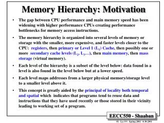 Memory Hierarchy: Motivation