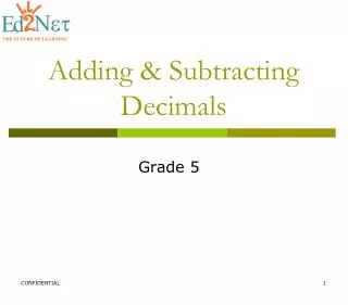 Adding &amp; Subtracting Decimals