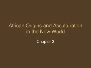 African Origins and Acculturation in the New World