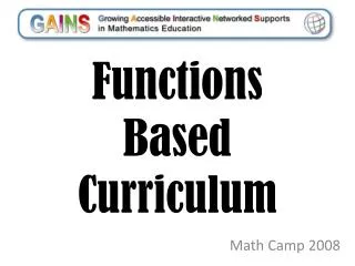 Functions Based Curriculum