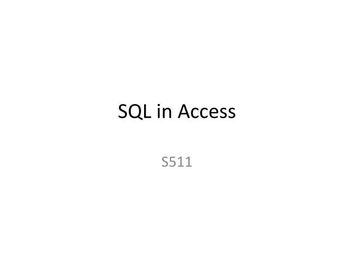 sql in access