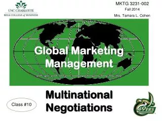 Global Marketing Management Multinational Negotiations