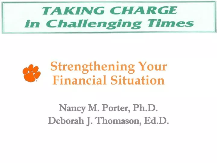 strengthening your financial situation nancy m porter ph d deborah j thomason ed d