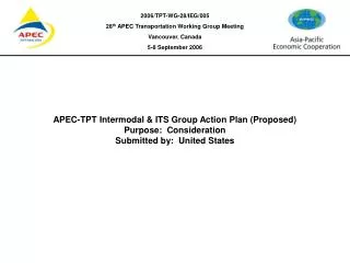 APEC-TPT Intermodal &amp; ITS Group Action Plan (Proposed)
