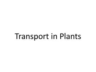 Transport in Plants