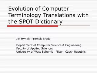 Evolution of Computer Terminology Translations with the SPOT Dictionary