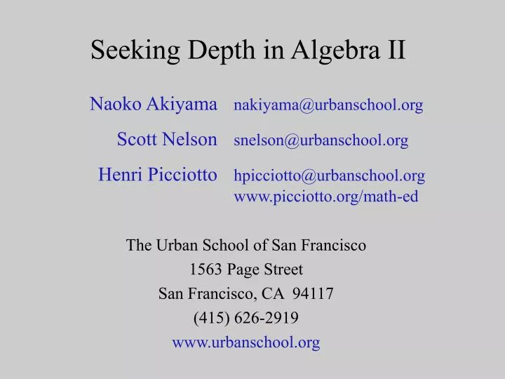 seeking depth in algebra ii