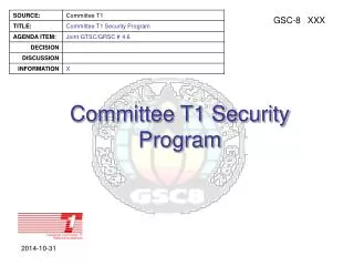 Committee T1 Security Program