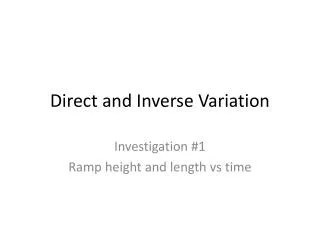 Direct and Inverse Variation